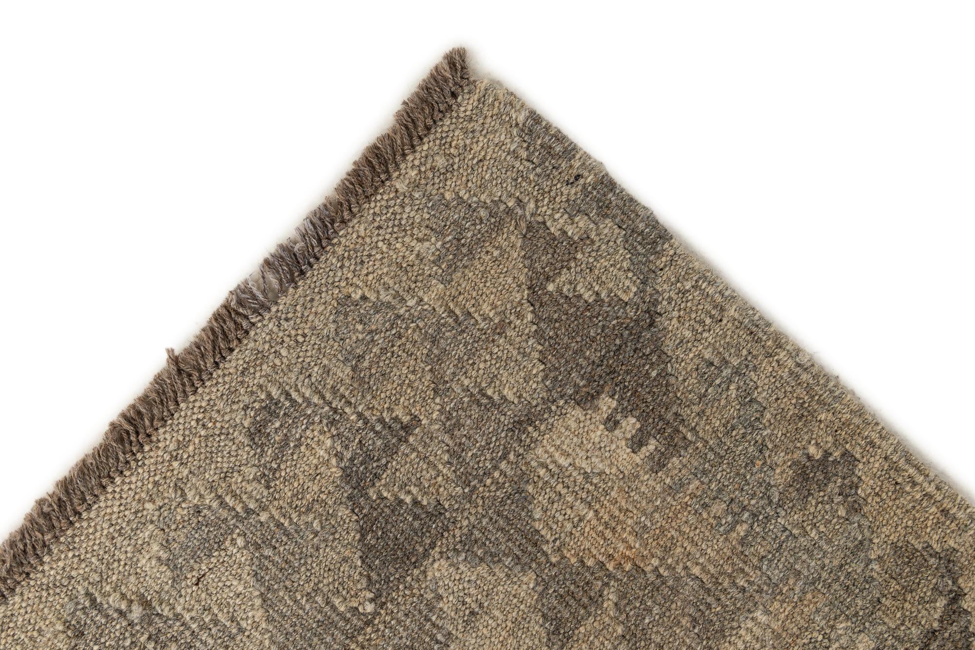 2' 11 x 9' 7 Hand Knotted Kilim Maymana Wool Runner Rug
