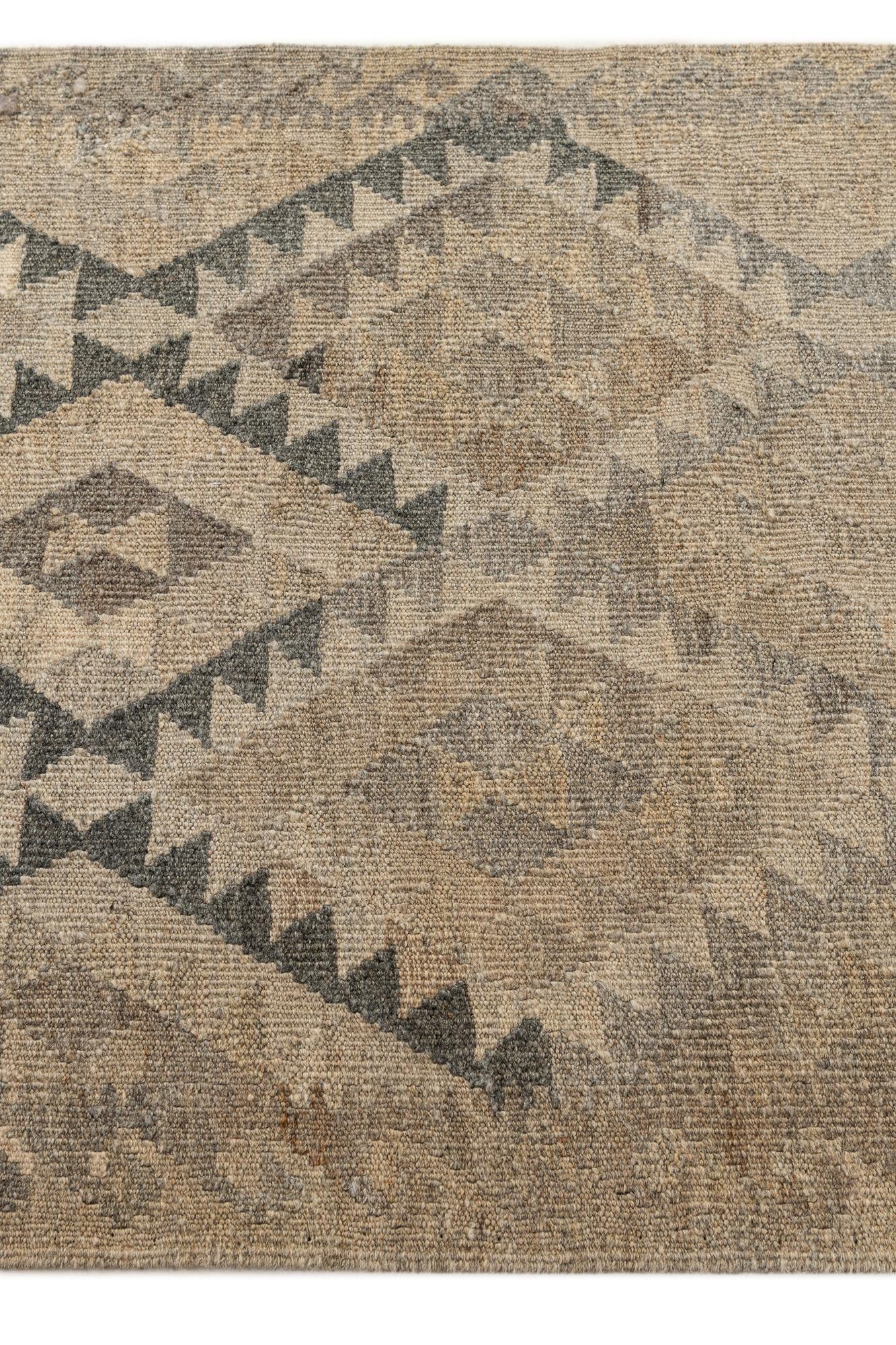 2' 11 x 9' 7 Hand Knotted Kilim Maymana Wool Runner Rug