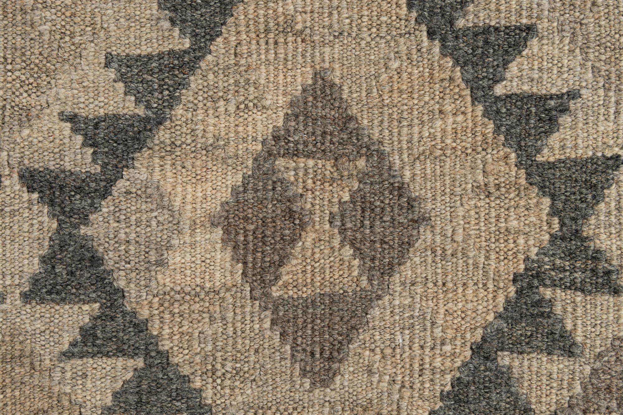 2' 11 x 9' 7 Hand Knotted Kilim Maymana Wool Runner Rug