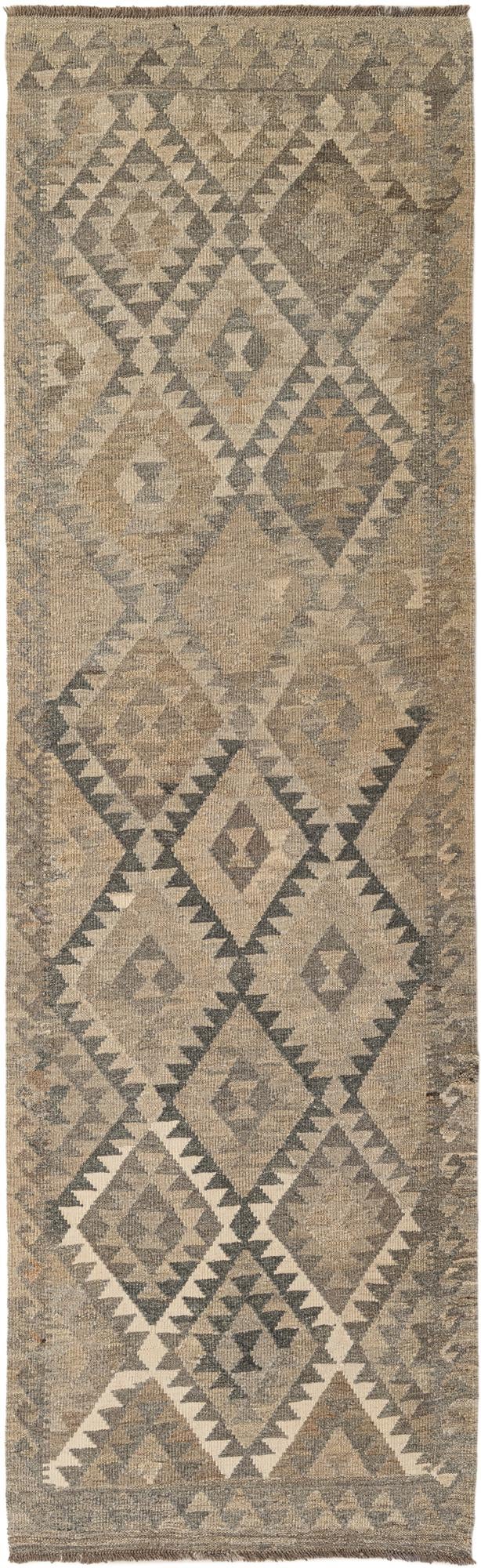 2' 11 x 9' 7 Hand Knotted Kilim Maymana Wool Runner Rug