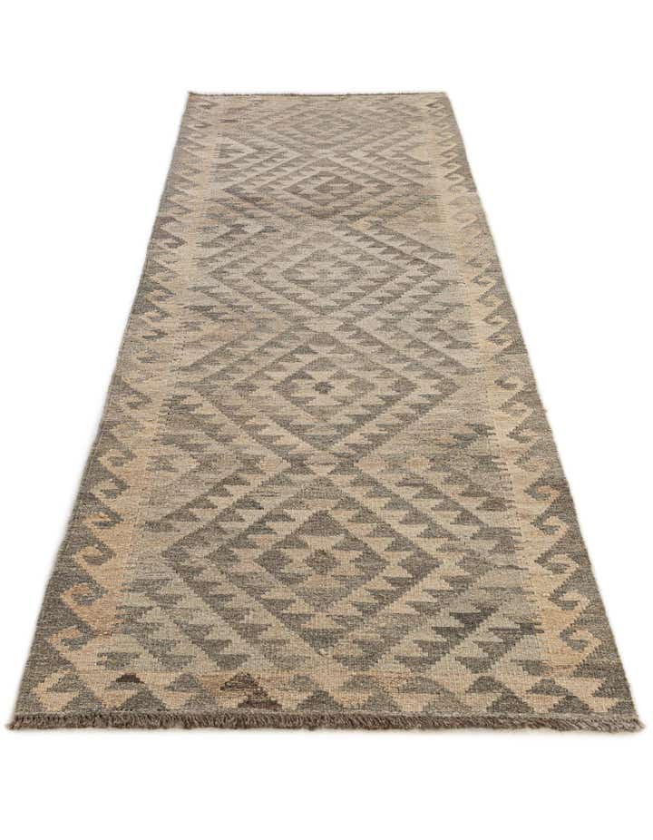 2' 10 x 9' 8 Hand Woven Kilim Maymana Wool Runner Rug