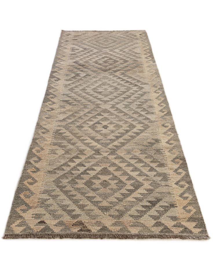 Detail image of 2' 10 x 9' 8 Hand Woven Kilim Maymana Wool Runner Rug