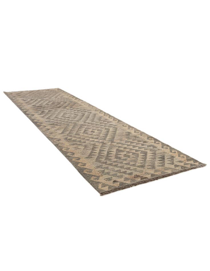 Detail image of 2' 10 x 9' 8 Hand Woven Kilim Maymana Wool Runner Rug