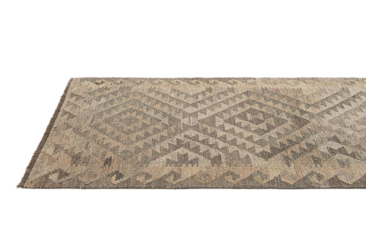 Detail image of 2' 10 x 9' 8 Hand Woven Kilim Maymana Wool Runner Rug
