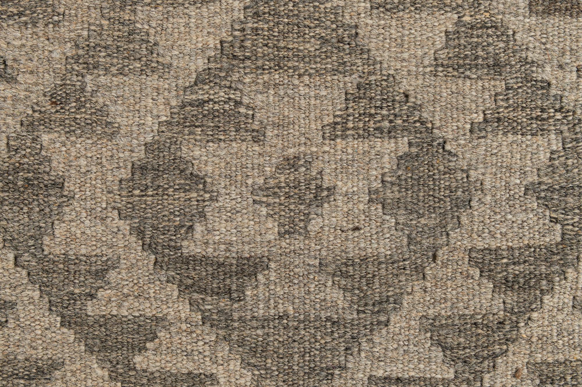 2' 10 x 9' 8 Hand Woven Kilim Maymana Wool Runner Rug