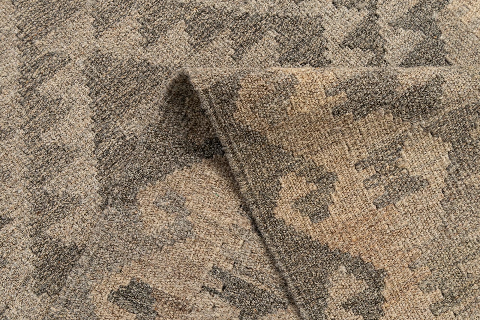 2' 10 x 9' 8 Hand Woven Kilim Maymana Wool Runner Rug