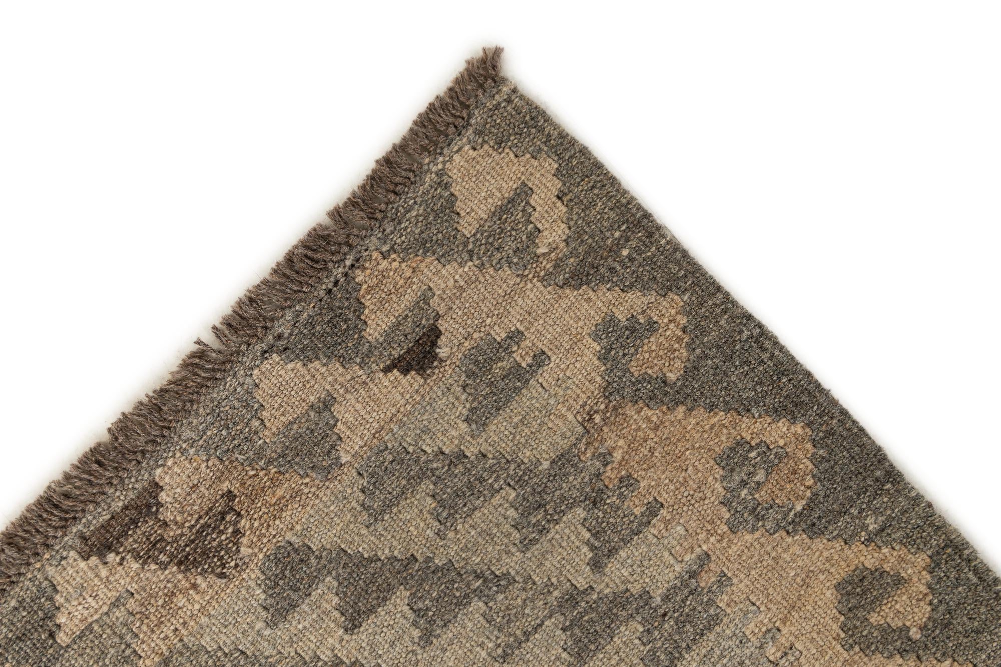 2' 10 x 9' 8 Hand Woven Kilim Maymana Wool Runner Rug