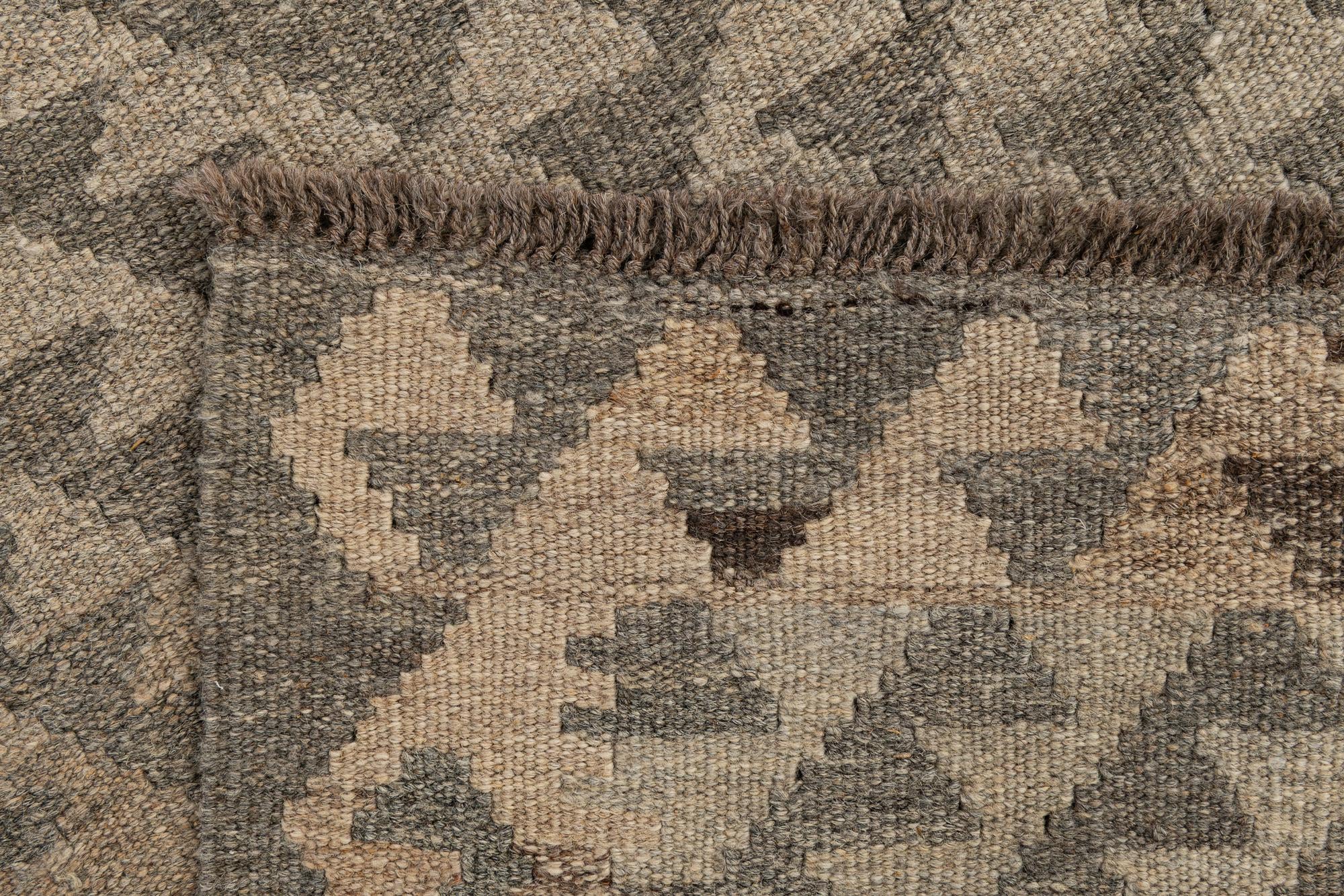 2' 10 x 9' 8 Hand Woven Kilim Maymana Wool Runner Rug