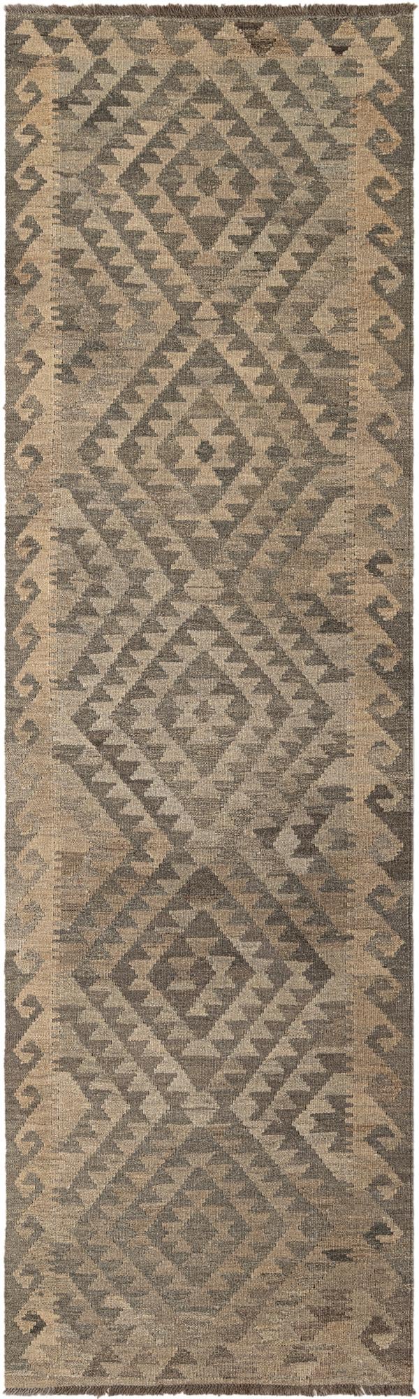 2' 10 x 9' 8 Hand Woven Kilim Maymana Wool Runner Rug