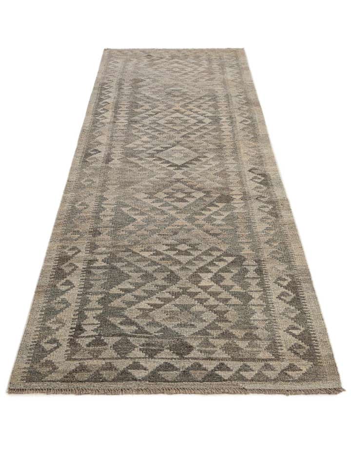 2' 10 x 9' 9 Hand Woven Kilim Maymana Wool Runner Rug