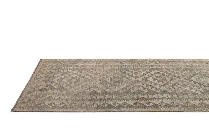 Detail image of 2' 10 x 9' 9 Hand Woven Kilim Maymana Wool Runner Rug