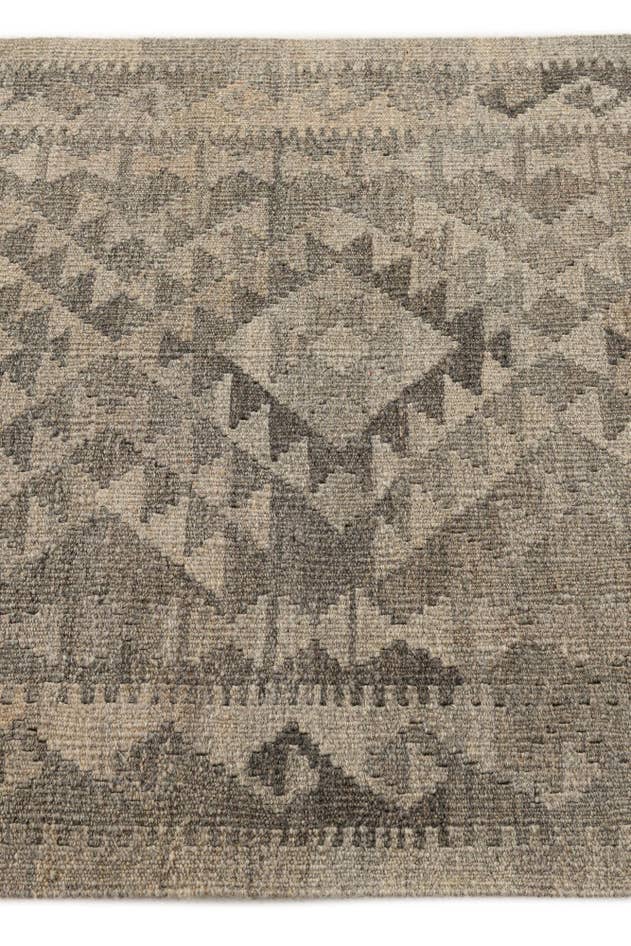 Detail image of 2' 10 x 9' 9 Hand Woven Kilim Maymana Wool Runner Rug