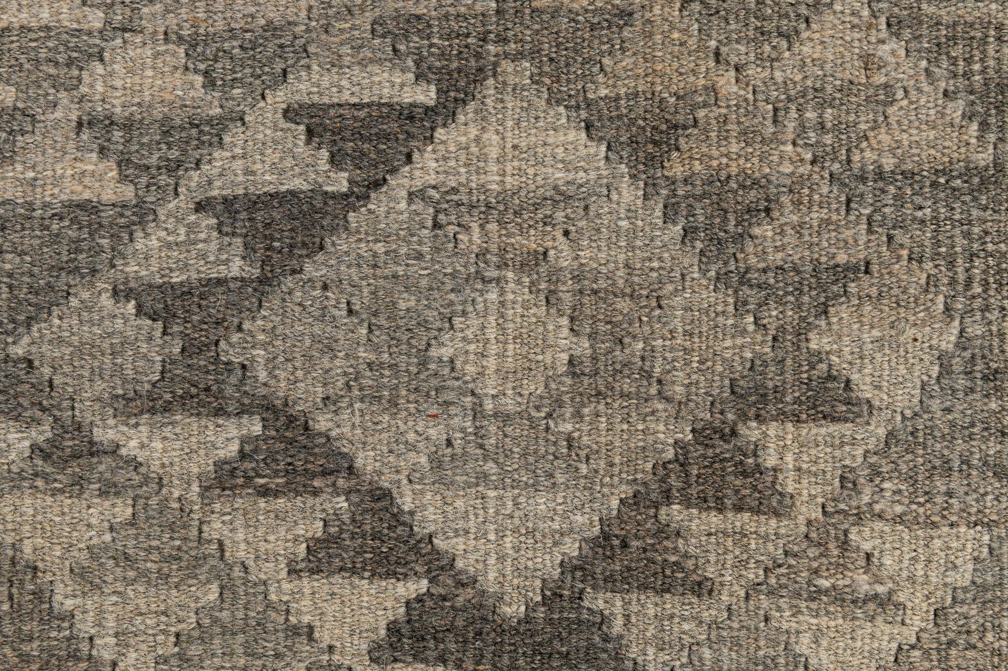 2' 10 x 9' 9 Hand Woven Kilim Maymana Wool Runner Rug