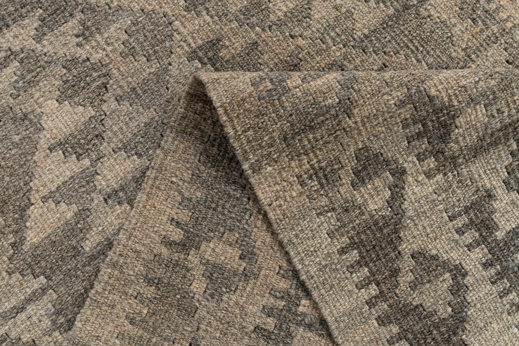 2' 10 x 9' 9 Hand Woven Kilim Maymana Wool Runner Rug