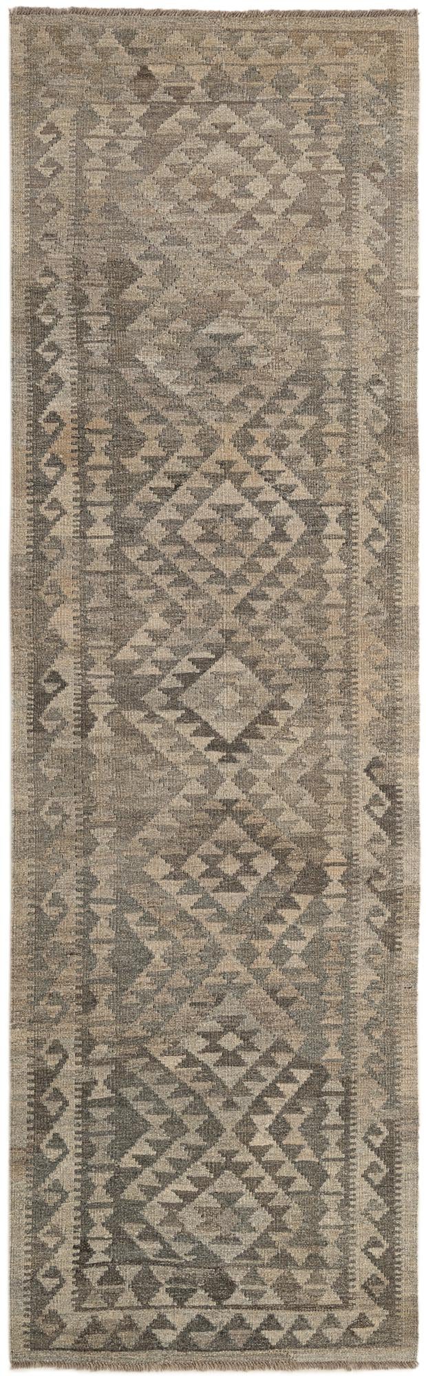 2' 10 x 9' 9 Hand Woven Kilim Maymana Wool Runner Rug