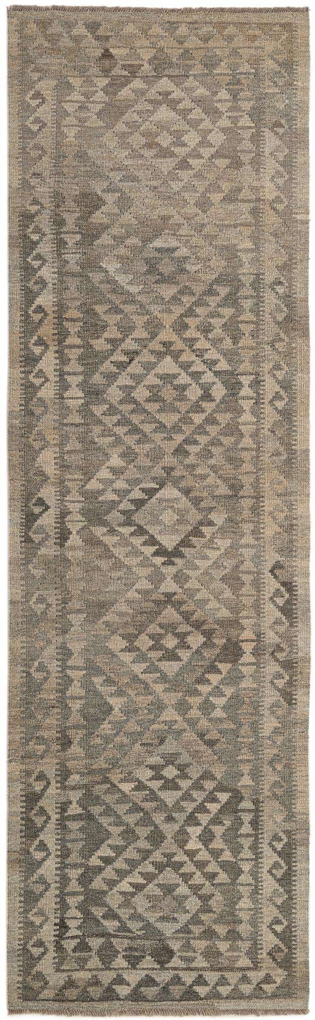 2' 10 x 9' 9 Hand Woven Kilim Maymana Wool Runner Rug