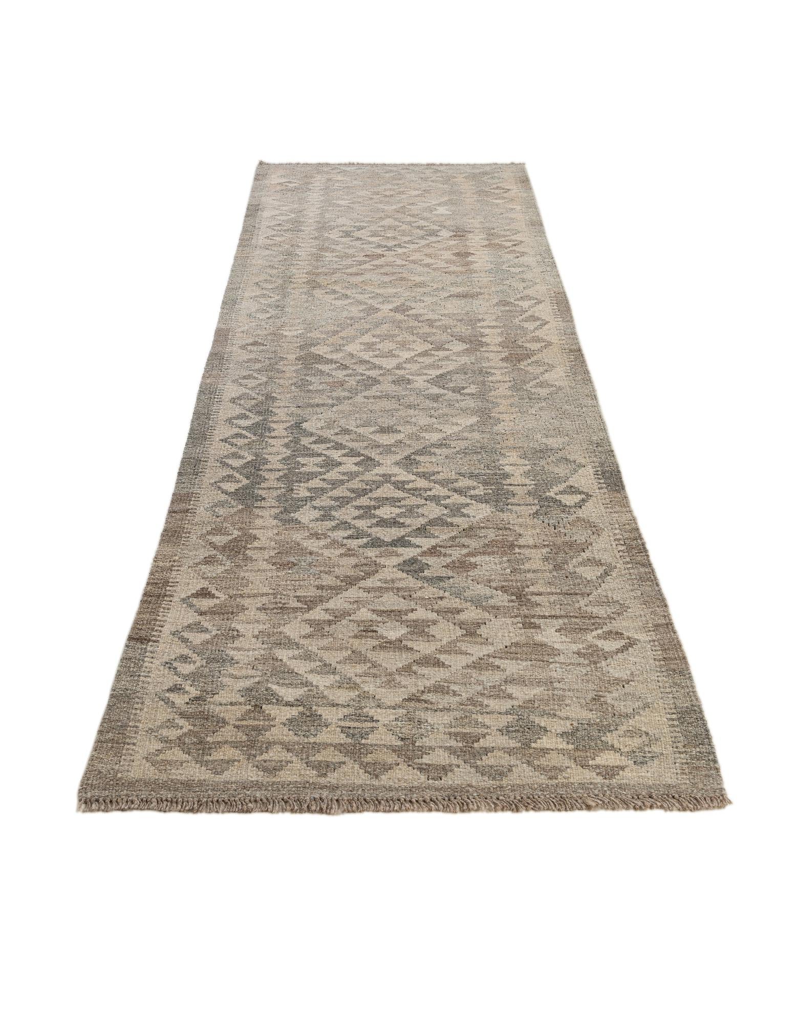 2' 10 x 9' 9 Hand Woven Kilim Maymana Wool Runner Rug