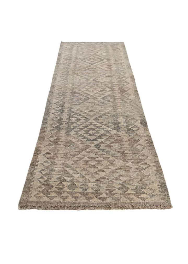 2' 10 x 9' 9 Hand Woven Kilim Maymana Wool Runner Rug