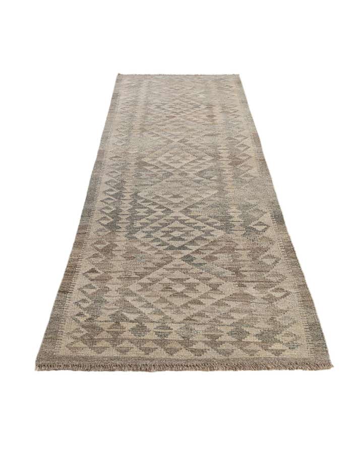 2' 10 x 9' 9 Hand Woven Kilim Maymana Wool Runner Rug