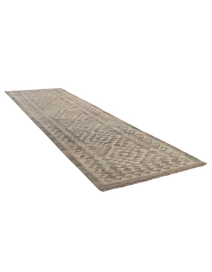 Detail image of 2' 10 x 9' 9 Hand Woven Kilim Maymana Wool Runner Rug