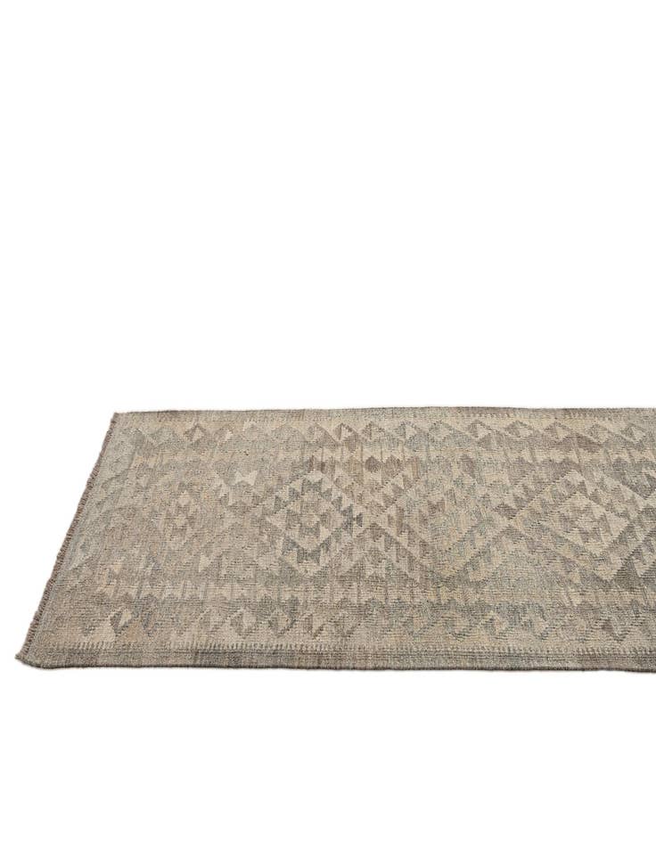 Detail image of 2' 10 x 9' 9 Hand Woven Kilim Maymana Wool Runner Rug