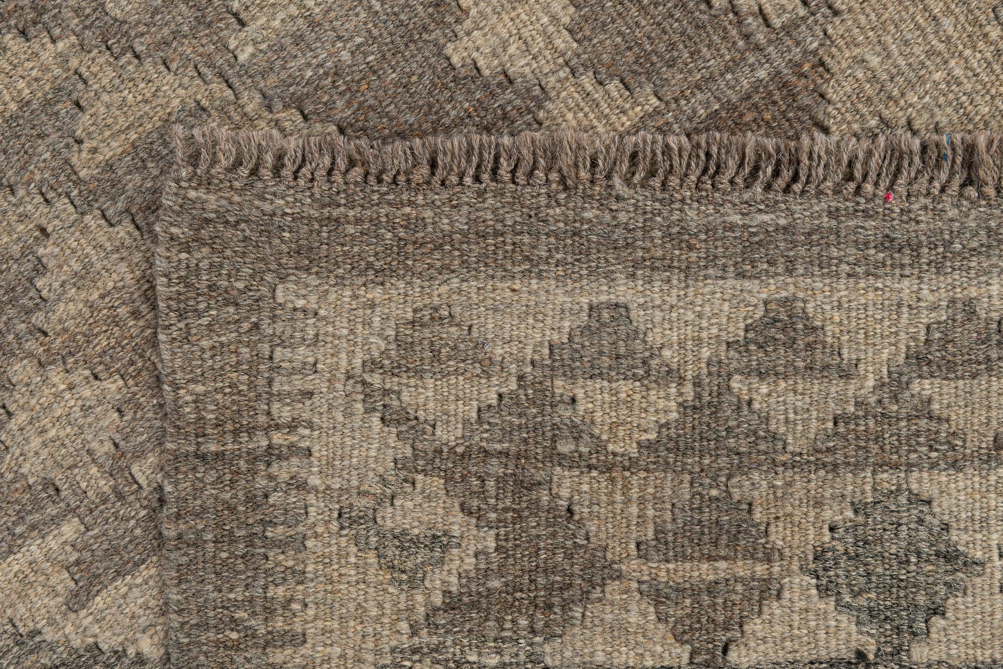 2' 10 x 9' 9 Hand Woven Kilim Maymana Wool Runner Rug