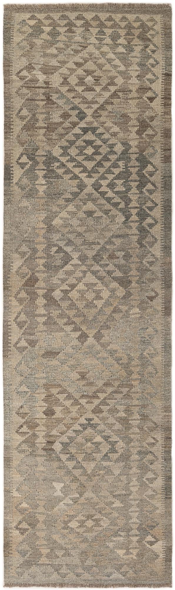 2' 10 x 9' 9 Hand Woven Kilim Maymana Wool Runner Rug