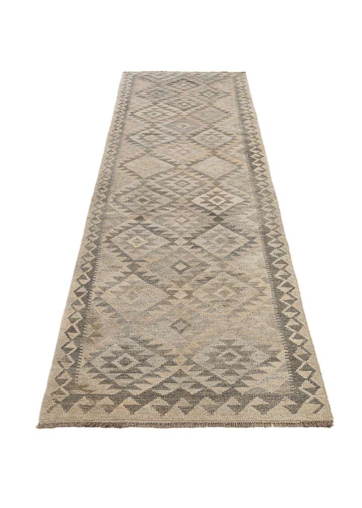 2' 9 x 9' 11 Hand Woven Kilim Maymana Wool Runner Rug