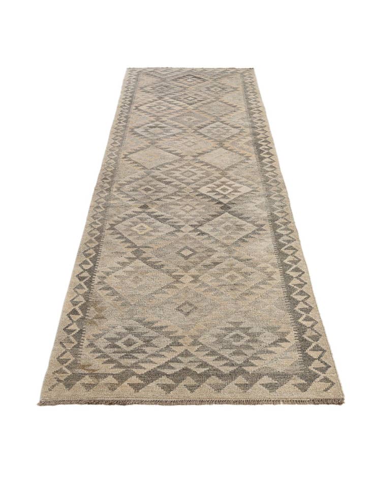 Detail image of 2' 9 x 9' 11 Hand Woven Kilim Maymana Wool Runner Rug