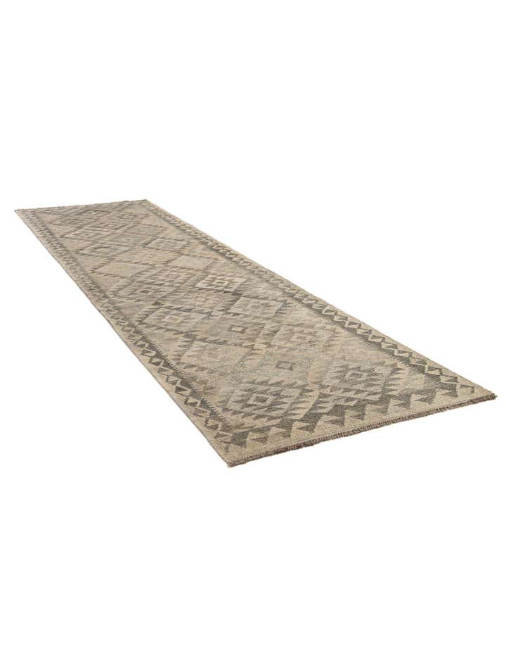 2' 9 x 9' 11 Hand Woven Kilim Maymana Wool Runner Rug