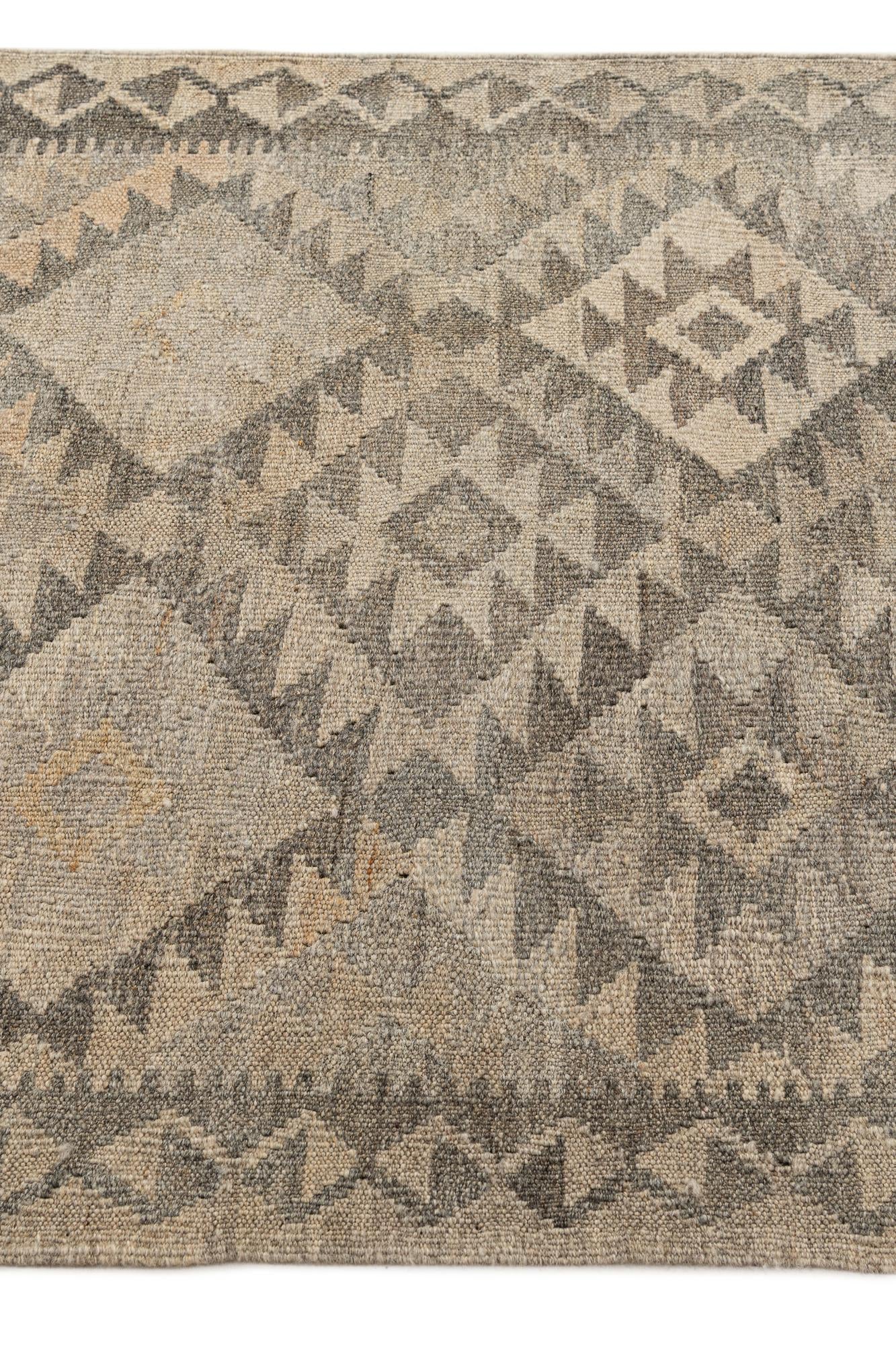 2' 9 x 9' 11 Hand Woven Kilim Maymana Wool Runner Rug