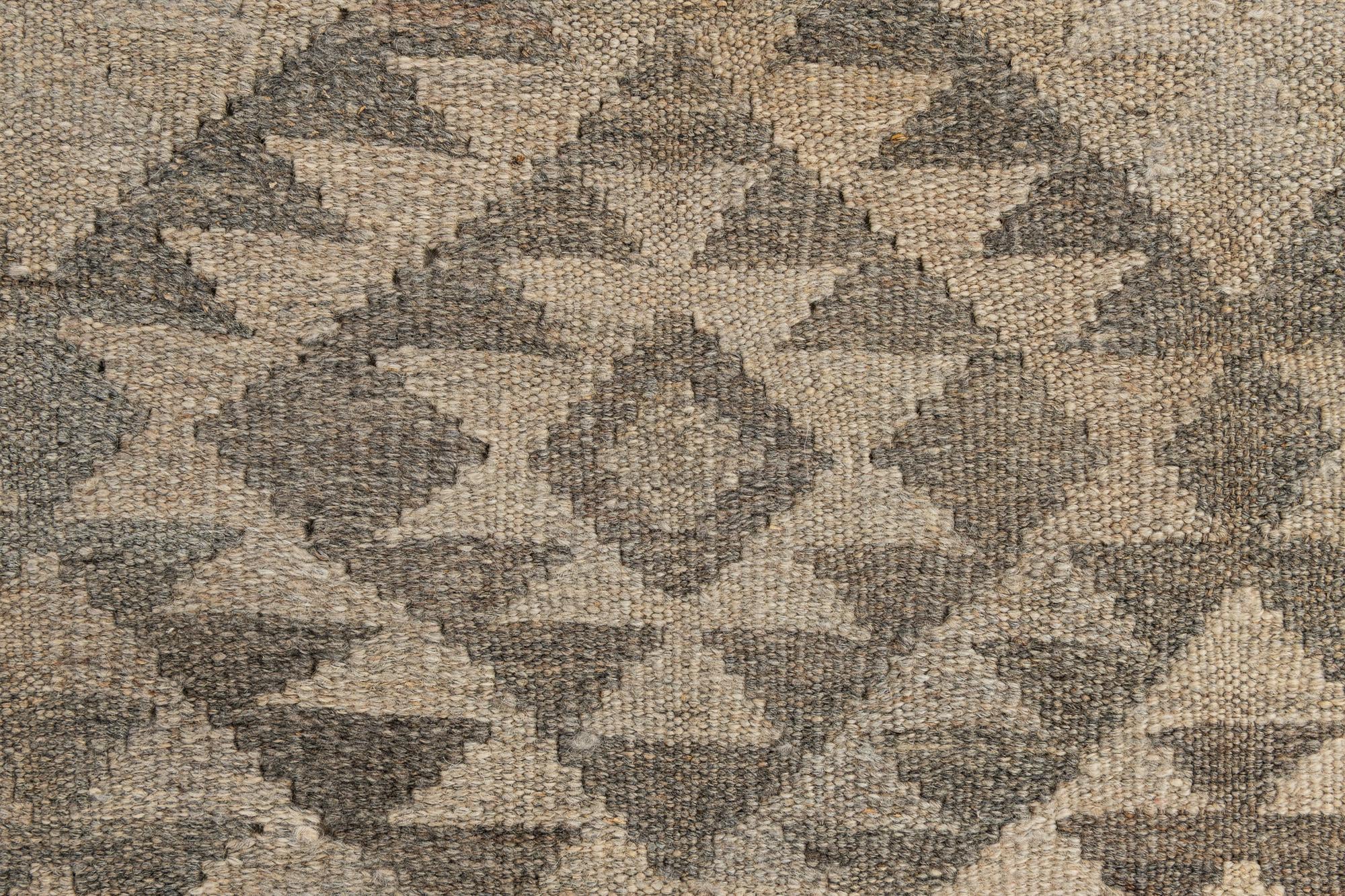2' 9 x 9' 11 Hand Woven Kilim Maymana Wool Runner Rug