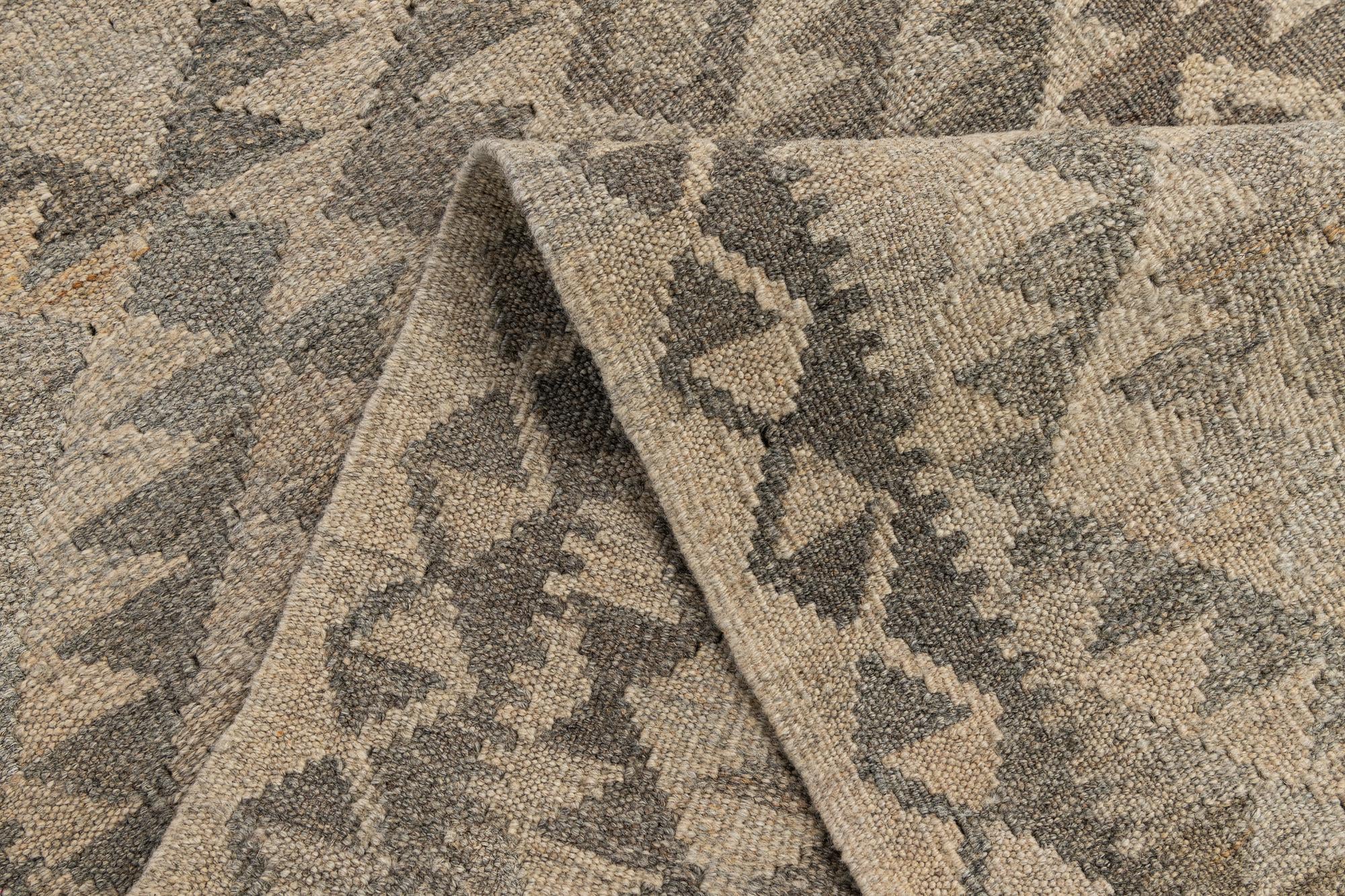 2' 9 x 9' 11 Hand Woven Kilim Maymana Wool Runner Rug