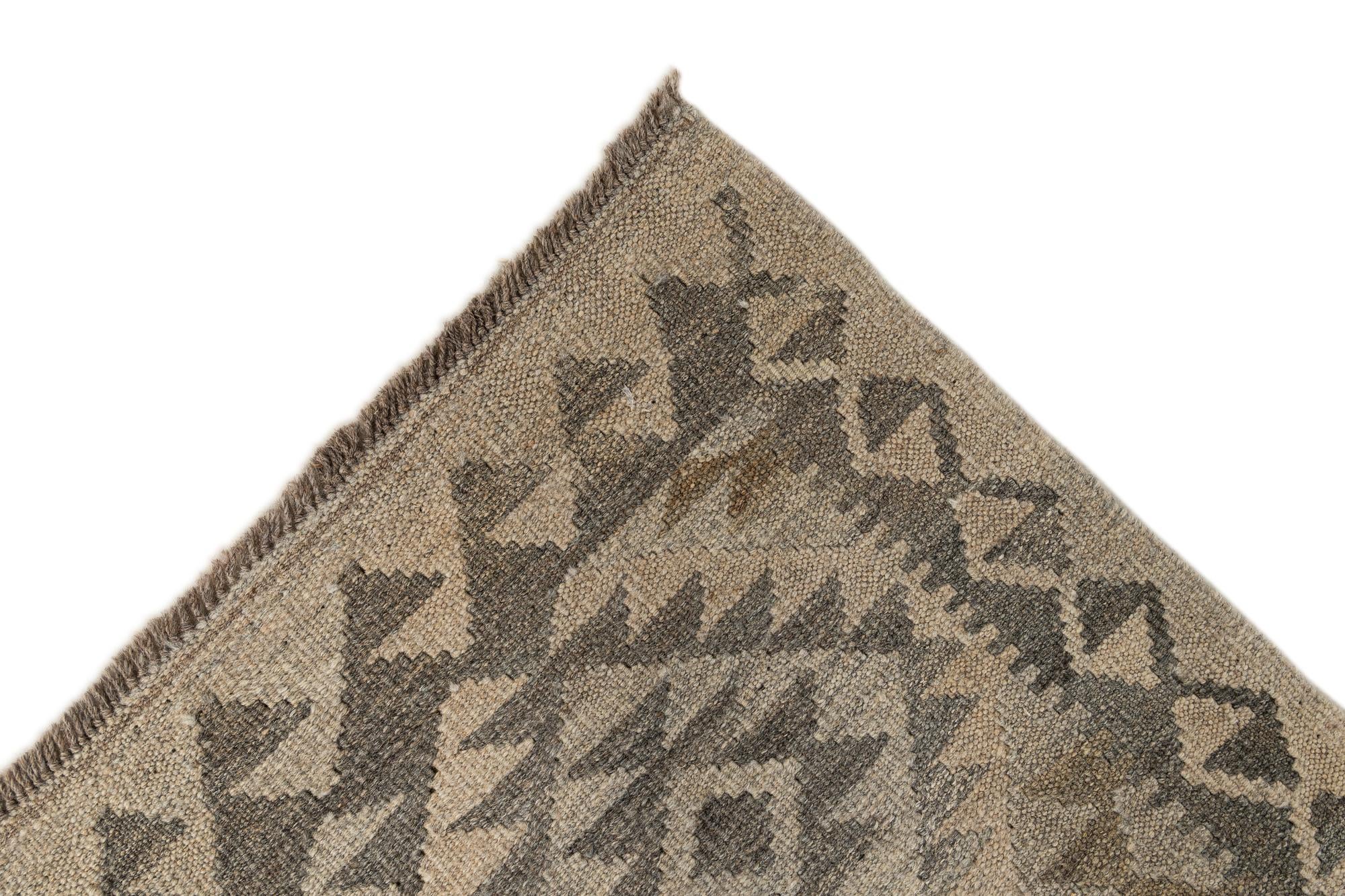 2' 9 x 9' 11 Hand Woven Kilim Maymana Wool Runner Rug