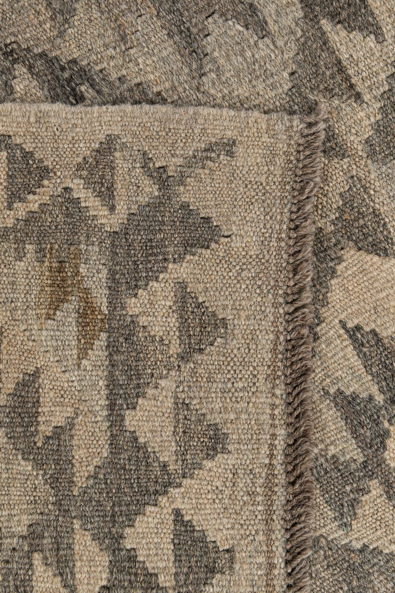 2' 9 x 9' 11 Hand Woven Kilim Maymana Wool Runner Rug