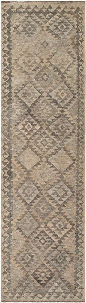 2' 9 x 9' 11 Hand Woven Kilim Maymana Wool Runner Rug