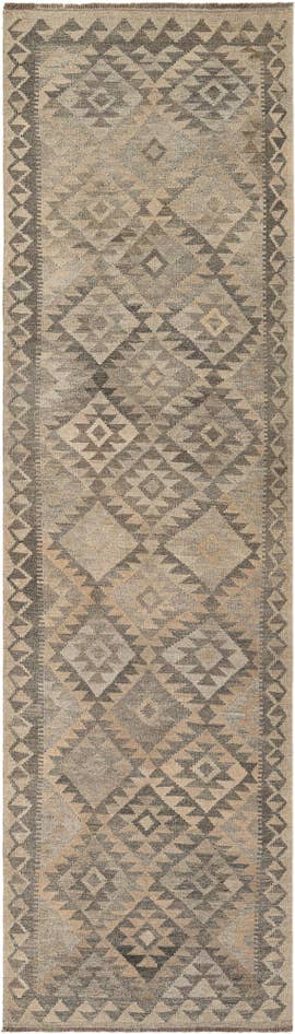 Detail image of 2' 9 x 9' 11 Hand Woven Kilim Maymana Wool Runner Rug