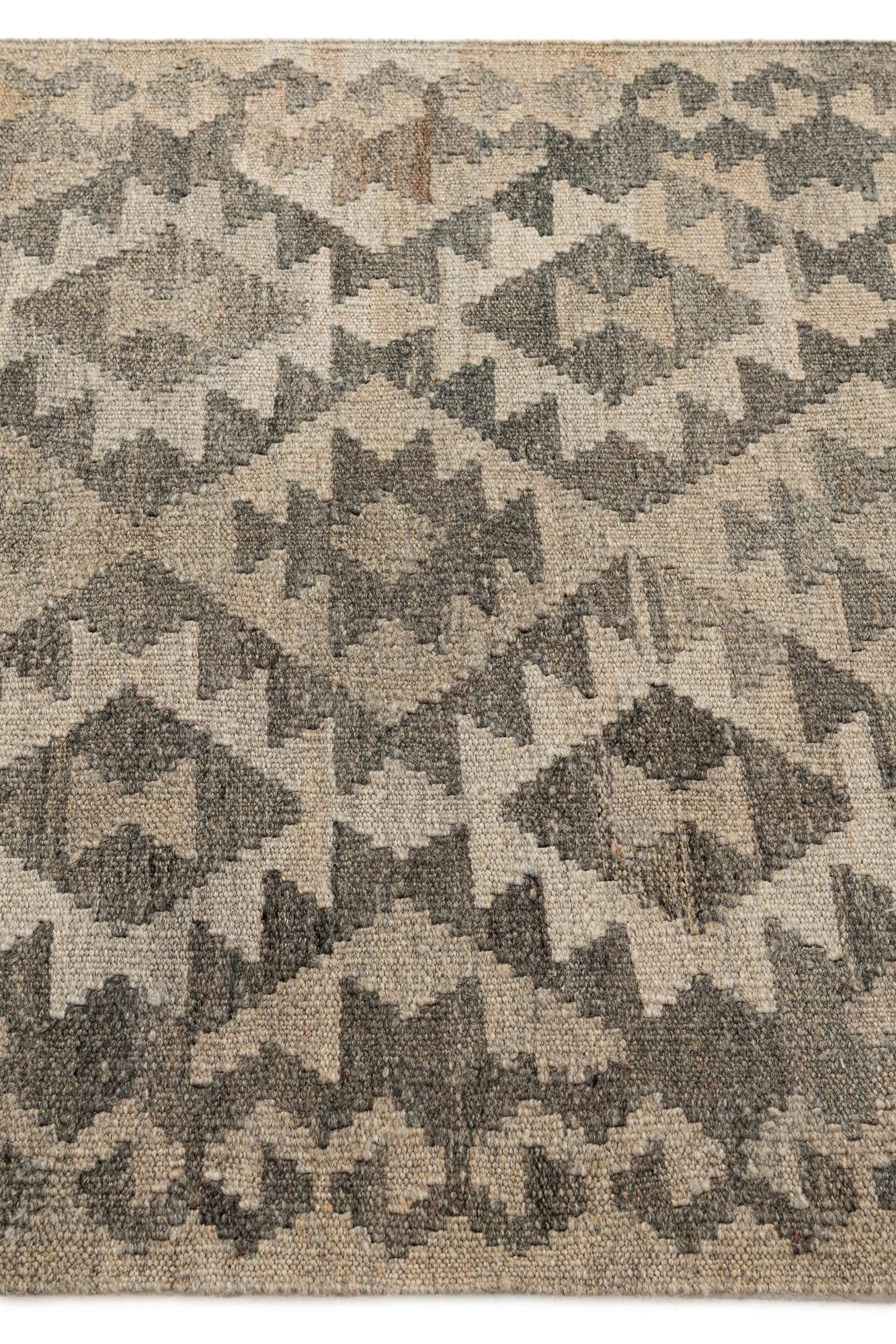2' 11 x 9' 7 Hand Woven Kilim Maymana Wool Runner Rug