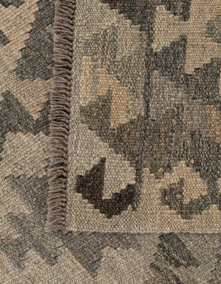 Detail image of 2' 11 x 9' 7  Hand Woven Kilim Maymana Wool Runner Rug