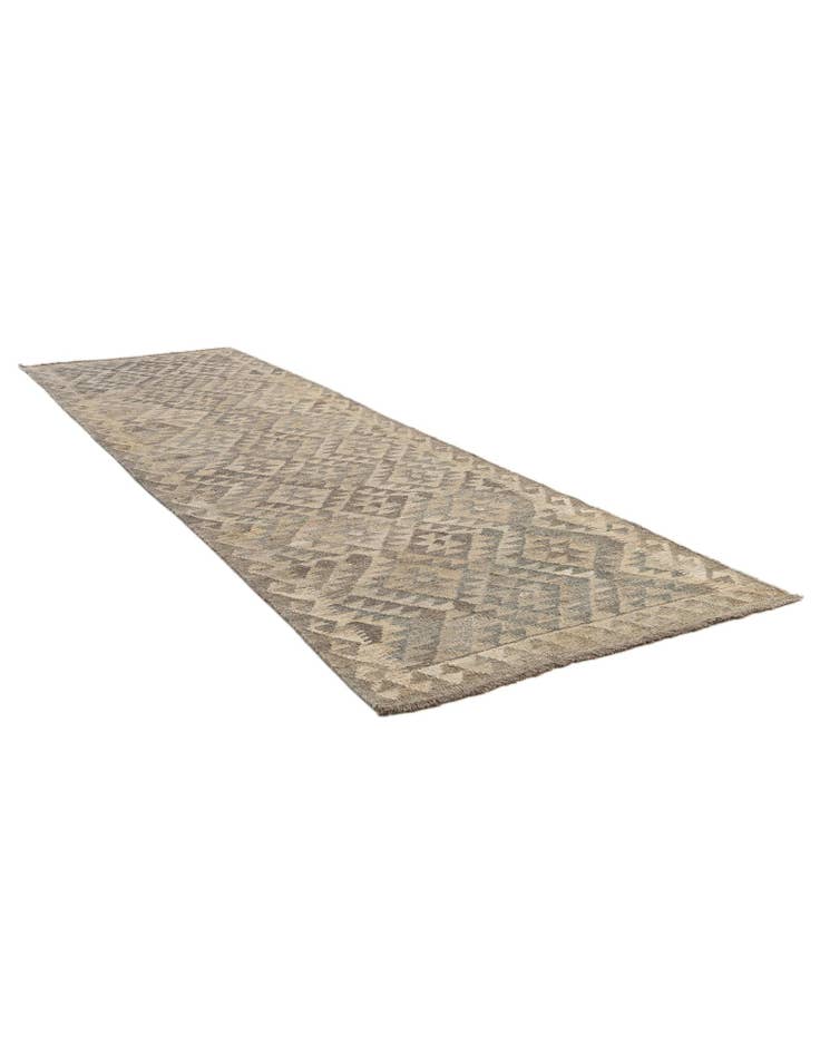 Detail image of 2' 10 x 9' 7  Hand Woven Kilim Maymana Wool Runner Rug