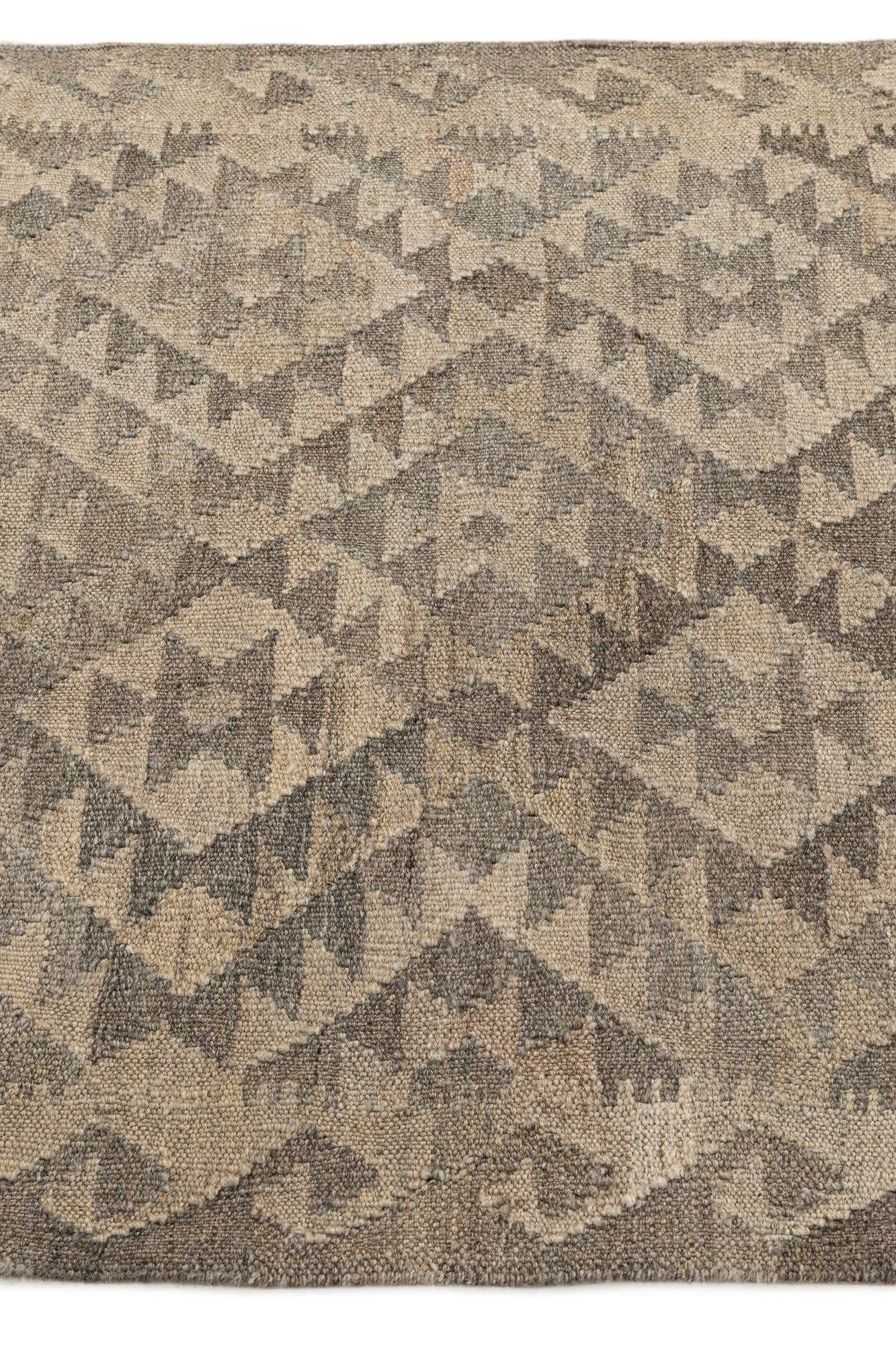2' 10 x 9' 7 Hand Woven Kilim Maymana Wool Runner Rug