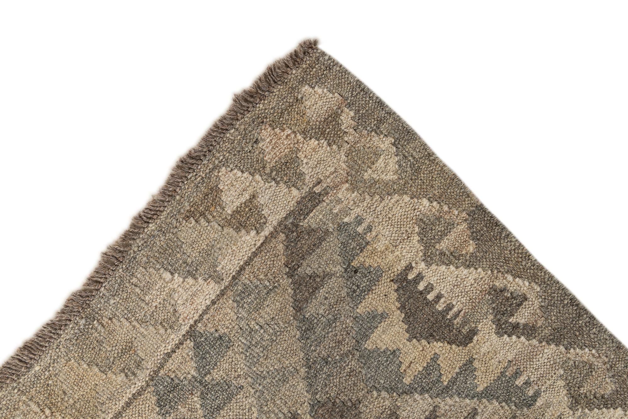 2' 10 x 9' 7 Hand Woven Kilim Maymana Wool Runner Rug