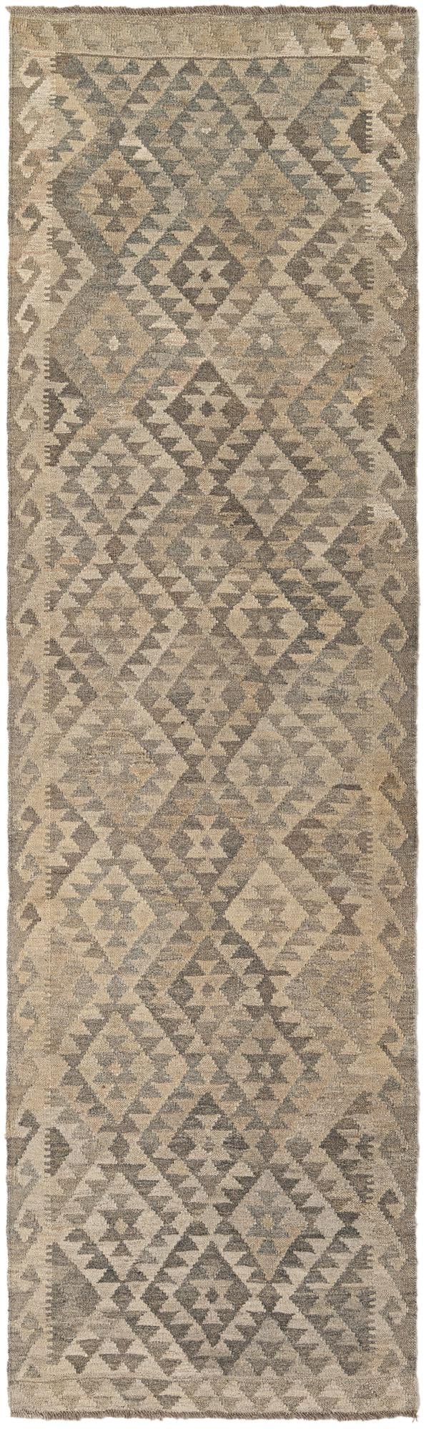 2' 10 x 9' 7 Hand Woven Kilim Maymana Wool Runner Rug
