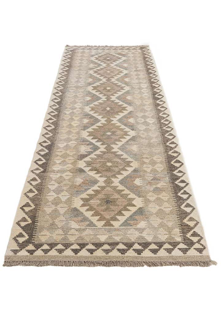 2' 10 x 9' 8 Hand Woven Kilim Maymana Wool Runner Rug