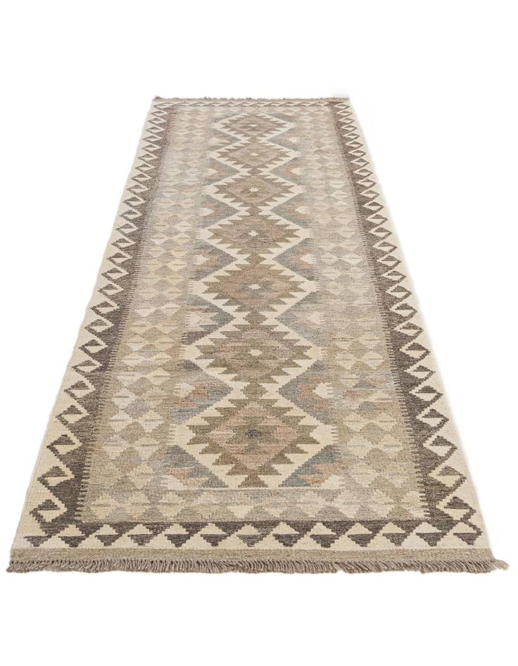 Detail image of 2' 10 x 9' 8 Hand Woven Kilim Maymana Wool Runner Rug