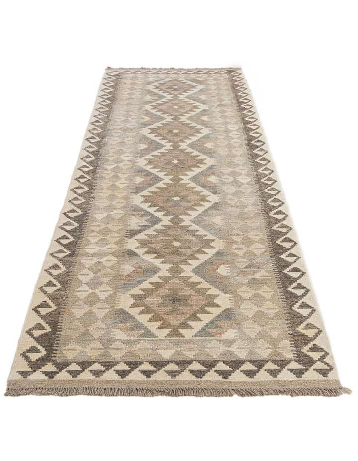 2' 10 x 9' 8 Hand Woven Kilim Maymana Wool Runner Rug