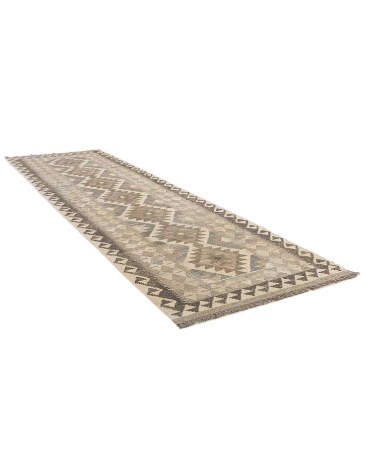 Detail image of 2' 10 x 9' 8 Hand Woven Kilim Maymana Wool Runner Rug