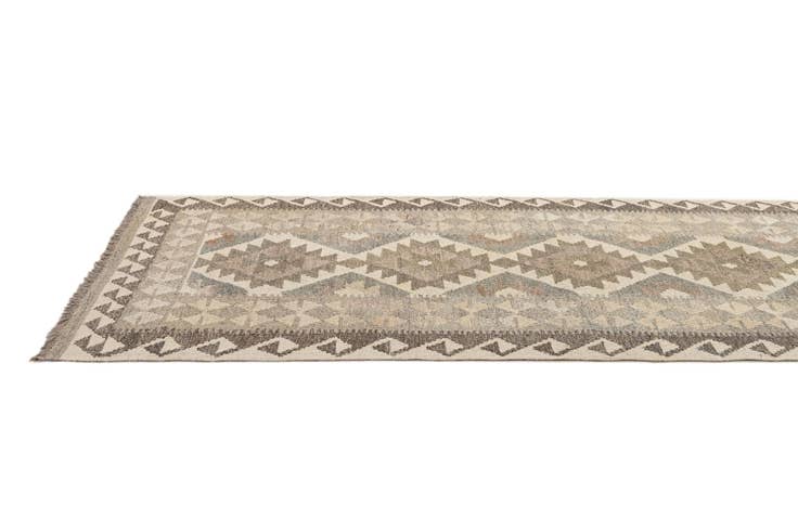 Detail image of 2' 10 x 9' 8 Hand Woven Kilim Maymana Wool Runner Rug