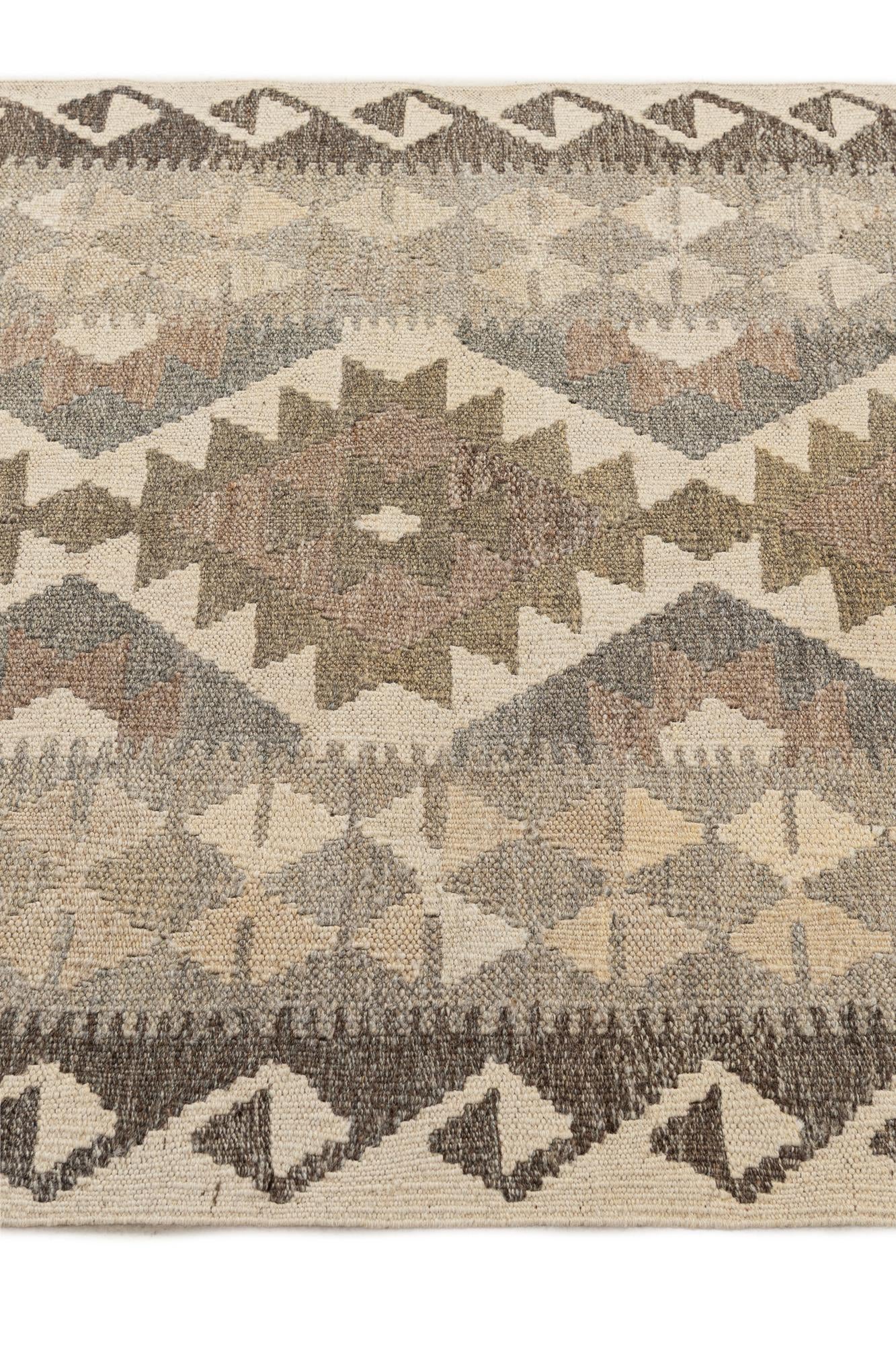 2' 10 x 9' 8 Hand Woven Kilim Maymana Wool Runner Rug