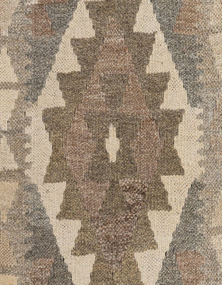 Detail image of 2' 10 x 9' 8  Hand Woven Kilim Maymana Wool Runner Rug